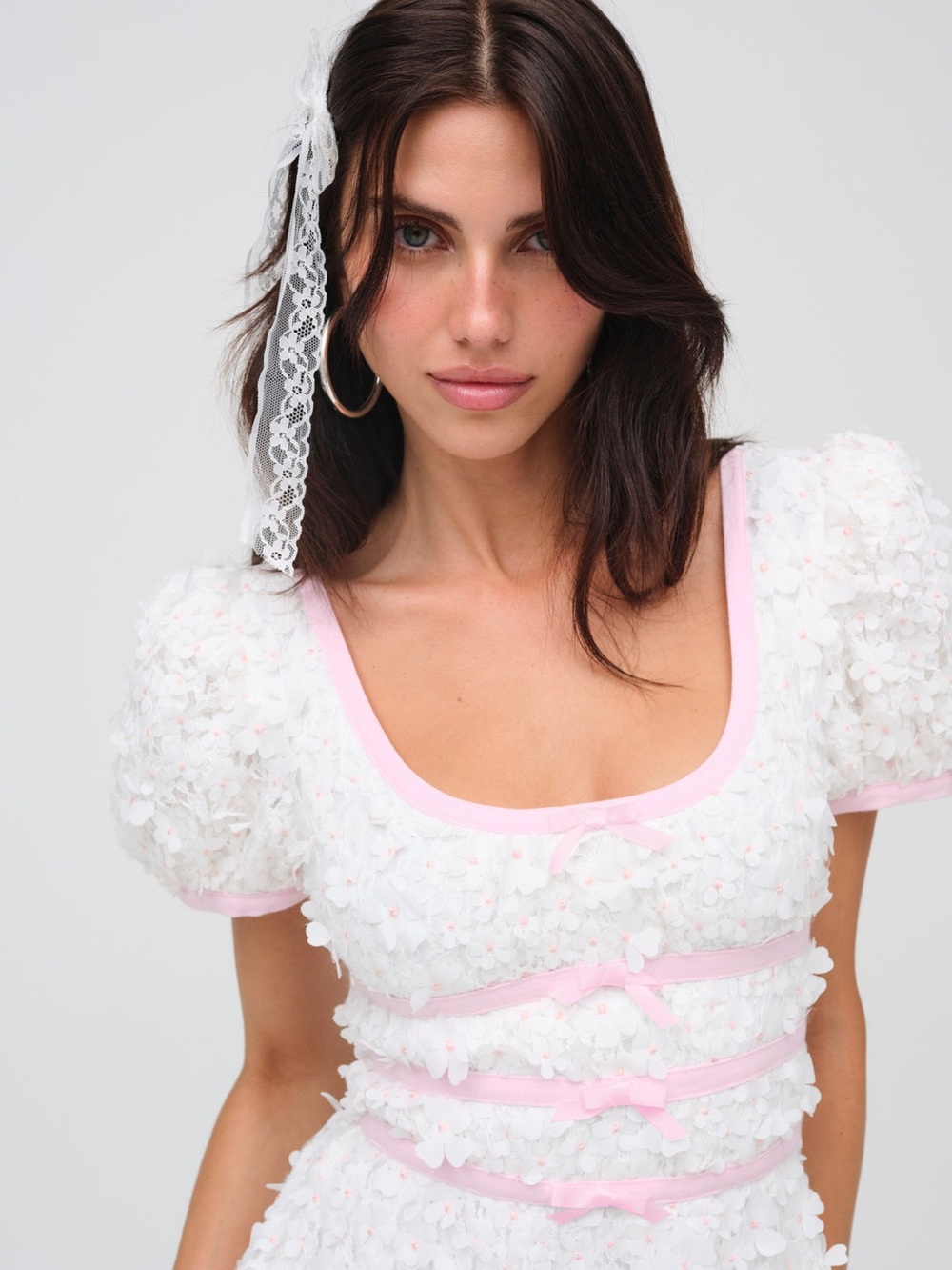 For Love and Lemons Stacked Blossom Lace Mini Dress - Picture 4 of 14